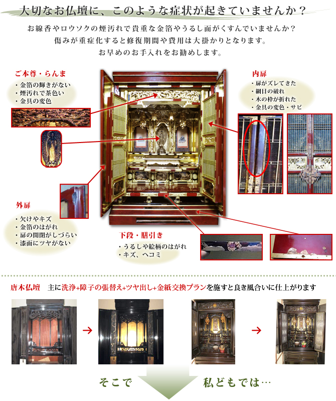 大切なお仏壇に、このような症状が起きていませんか？